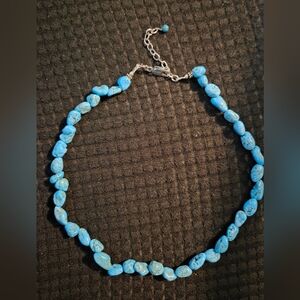 Genuine Turquoise Beads And Sterling Silver 925°In A Necklase.